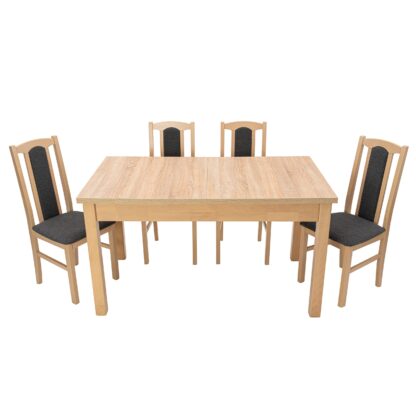 Set masa extensibila 140x180cm cu 4 scaune tapitate, MB-21 Modena1 si S-37 Boss7 S11, sonoma, lemn masiv de fag, stofa - imagine 2