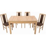 Set masa extensibila 140x180cm cu 4 scaune tapitate, MB-21 Modena1 si S-37 Boss7 S6, sonoma, lemn masiv de fag, stofa - imagine 2