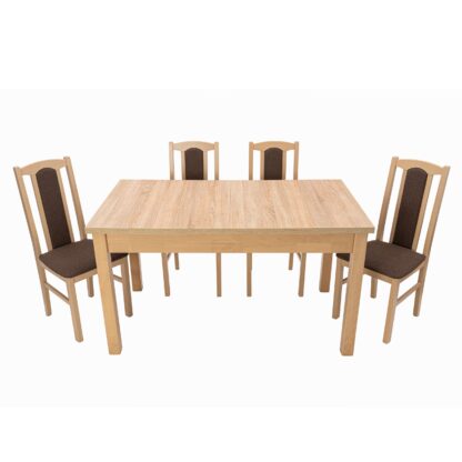 Set masa extensibila 140x180cm cu 4 scaune tapitate, MB-21 Modena1 si S-37 Boss7 S6, sonoma, lemn masiv de fag, stofa - imagine 2