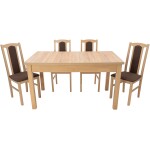 Set masa extensibila 140x180cm cu 4 scaune tapitate, MB-21 Modena1 si S-37 Boss7 S6, sonoma, lemn masiv de fag, stofa - imagine 3