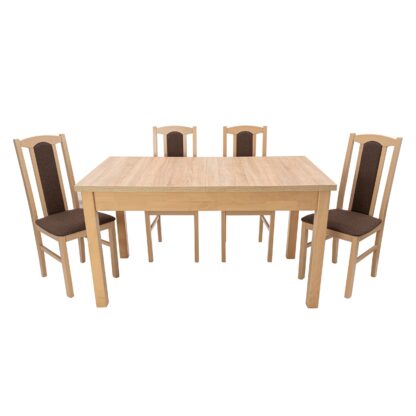 Set masa extensibila 140x180cm cu 4 scaune tapitate, MB-21 Modena1 si S-37 Boss7 S6, sonoma, lemn masiv de fag, stofa - imagine 3