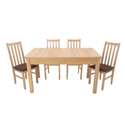 Set masa extensibila 140x180cm cu 4 scaune tapitate, MB-21 Modena1 si S-38 Boss10 S6, sonoma, lemn masiv de fag, stofa - imagine 2