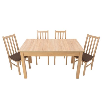 Set masa extensibila 140x180cm cu 4 scaune tapitate, MB-21 Modena1 si S-38 Boss10 S6, sonoma, lemn masiv de fag, stofa - imagine 3