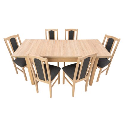 Set masa extensibila 140x180cm cu 6 scaune tapitate, MB-21 Modena1 si S-37 Boss7 S11, sonoma, lemn masiv de fag, stofa - imagine 3