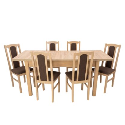 Set masa extensibila 140x180cm cu 6 scaune tapitate, MB-21 Modena1 si S-37 Boss7 S6, sonoma, lemn masiv de fag, stofa - imagine 3