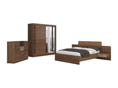 Set Dormitor Effect, Nuc, Dulap 200 cm, Pat 160x200 cm, 2 noptiere, comoda - imagine 2