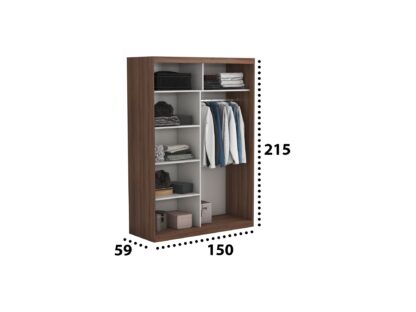 Set Dormitor Effect, Nuc, Dulap 150 cm, Pat 160x200 cm, 2 noptiere, comoda - imagine 11
