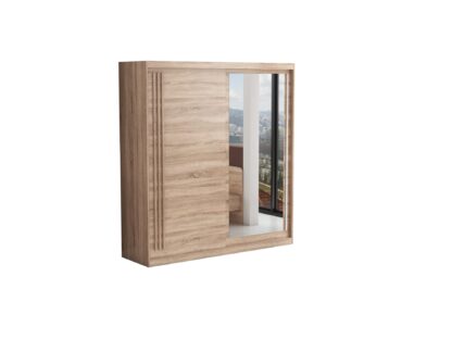 Set Dormitor Effect, Sonoma, Dulap 200 cm, Pat 160x200 cm, 2 noptiere, comoda - imagine 8