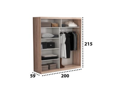 Set Dormitor Effect, Sonoma, Dulap 200 cm, Pat 160x200 cm, 2 noptiere, comoda - imagine 10