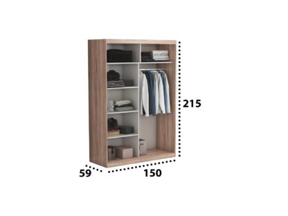 Set Dormitor Effect, Sonoma, Dulap 150 cm, Pat 160x200 cm, 2 noptiere, comoda - imagine 10