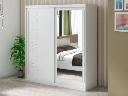 Set Dormitor Tokyo, Alb, Dulap 200 cm, Pat 160x200 cm, 2 noptiere, comoda - imagine 8
