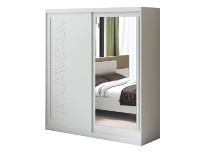 Set Dormitor Tokyo, Alb, Dulap 200 cm, Pat 160x200 cm, 2 noptiere, comoda - imagine 9