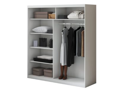 Set Dormitor Tokyo, Alb, Dulap 200 cm, Pat 160x200 cm, 2 noptiere, comoda - imagine 10