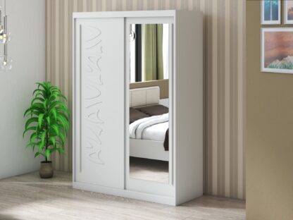 Set Dormitor Tokyo, Alb, Dulap 150 cm, Pat 160x200 cm, 2 noptiere, comoda - imagine 8