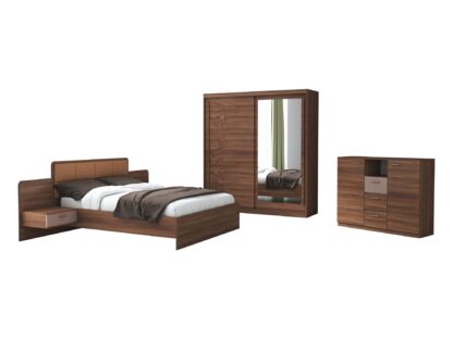 Set Dormitor Tokyo, Nuc, Dulap 200 cm, Pat 160x200 cm, 2 noptiere, comoda - imagine 8