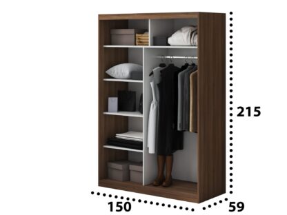 Set Dormitor Tokyo, Nuc, Dulap 150 cm, Pat 160x200 cm, 2 noptiere, comoda - imagine 11