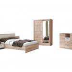 Set Dormitor Tokyo, Sonoma, Dulap 150 cm, Pat 160x200 cm, 2 noptiere, comoda - imagine 2