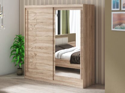 Set Dormitor Tokyo, Sonoma, Dulap 200 cm, Pat 160x200 cm, 2 noptiere, comoda - imagine 8