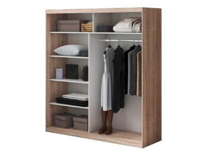 Set Dormitor Tokyo, Sonoma, Dulap 200 cm, Pat 160x200 cm, 2 noptiere, comoda - imagine 10