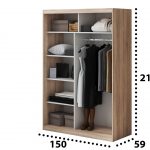 Set Dormitor Tokyo, Sonoma, Dulap 150 cm, Pat 160x200 cm, 2 noptiere, comoda - imagine 11