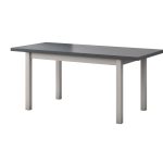 Set masa extensibila 140x180cm cu 4 scaune tapitate, MB-21 Modena1 si S-38 Boss14 B24Z, alb/grafit, lemn masiv de fag, stofa - imagine 2