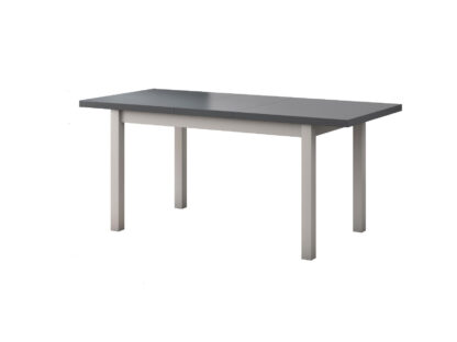 Set masa extensibila 140x180cm cu 4 scaune tapitate, MB-21 Modena1 si S-38 Boss14 B24Z, alb/grafit, lemn masiv de fag, stofa - imagine 2