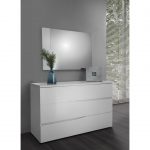 Dormitor Elsa, Alb, Pat 160x190, Dulap cu 3 usi culisante, 2 Noptiere, Comoda - imagine 3