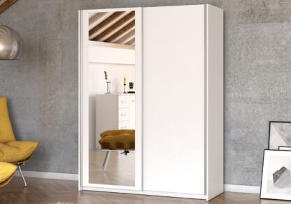 Dressing Isa cu oglinda, alb, 150x200x55 cm