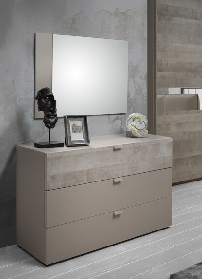 Dormitor Agata, bej/maro, pat 160x190 cm, dulap cu 2 usi culisante, 2 noptiere, comoda - imagine 3