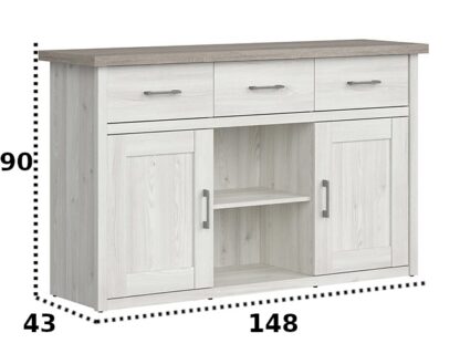 Comoda Jaz,  ulm/stejar, 148 cm - imagine 3