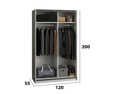 Dressing Isa cu oglinda, alb, 120x200x55 cm - imagine 4