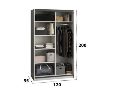 Dressing Isa, alb, 120x200x55 cm, 3 polite - imagine 4