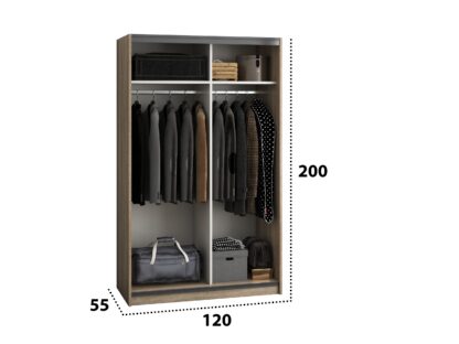 Dressing Isa cu oglinda, sonoma, 120x200x55 cm - imagine 4