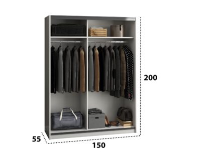 Dressing Isa cu oglinda, alb, 150x200x55 cm - imagine 4