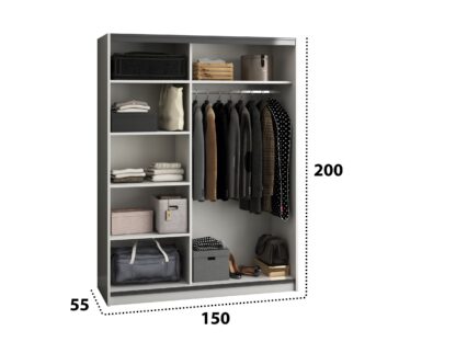 Dressing Isa, alb, 150x200x55 cm, 3 polite - imagine 4