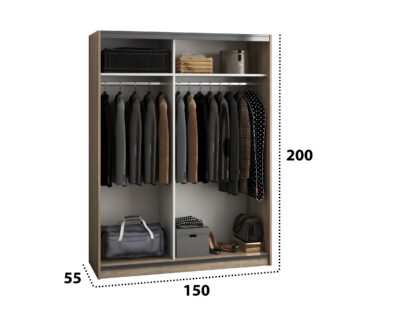 Dressing Isa cu oglinda,  sonoma, 150x200x55 cm - imagine 4