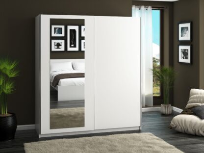 Dressing Isa cu oglinda,  alb, 180x200x55 cm