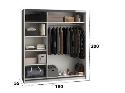 Dressing Isa,  alb, 180x200x55 cm, 3 polite - imagine 4