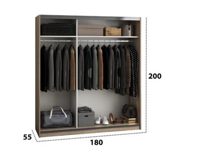 Dressing Isa cu oglinda,  sonoma, 180x200x55 cm - imagine 4