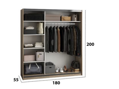 Dressing Isa, sonoma, 180x200x55 cm, 3 polite - imagine 4