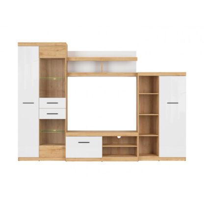 Biblioteca living Eric, 280x198x46 cm, PAL, Sonoma/Alb - imagine 2