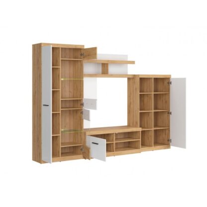 Biblioteca living Eric, 280x198x46 cm, PAL, Sonoma/Alb - imagine 4
