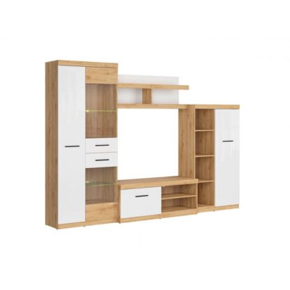 Biblioteca living Eric, 280x198x46 cm, PAL, Sonoma/Alb - imagine 3