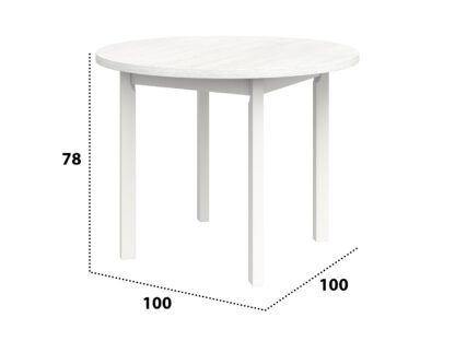 Masa living Poli2 B, alb, 100 x 100 x 76 cm, lemn masiv de pal/fag - imagine 2
