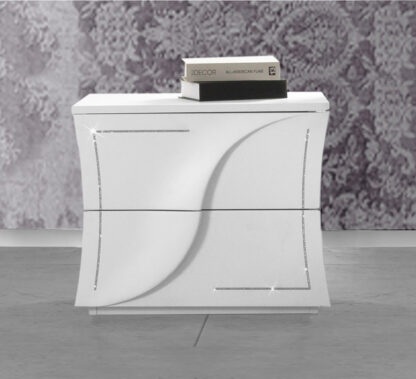Dormitor Mabel , alb, pat 160x190 cm, dulap cu 2 usi culisante, 2 noptiere, comoda - imagine 2