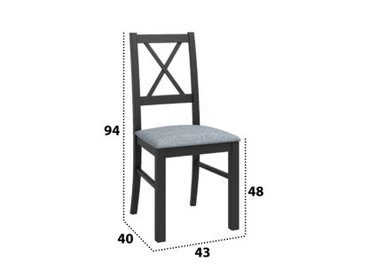 Scaun din lemn masiv de fag tapitat cu stofa S-38 Nilo10 GF16X, grafit - imagine 2