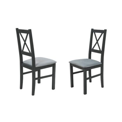 Scaun din lemn masiv de fag tapitat cu stofa S-38 Nilo10 GF16X, grafit - imagine 3