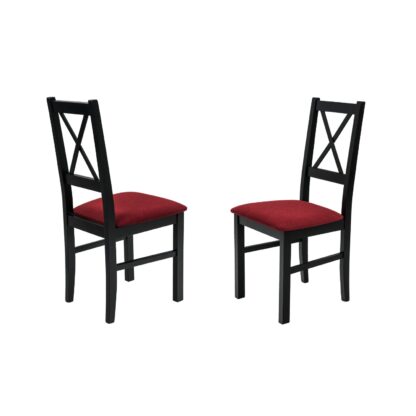 Scaun din lemn masiv de fag tapitat cu stofa S-38 Nilo10 CZ9, negru - imagine 2