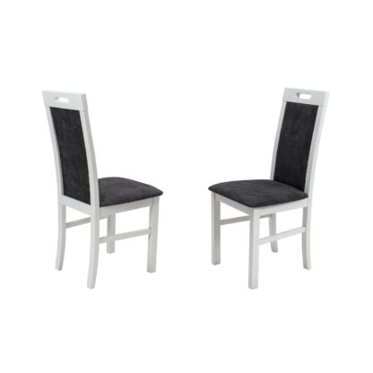 Scaun din lemn masiv de fag tapitat cu stofa S-38 Nilo9 B24Z, alb - imagine 2