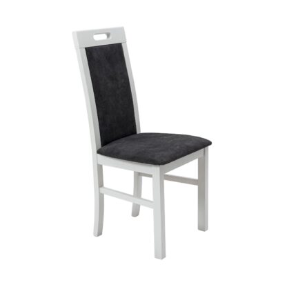 Scaun din lemn masiv de fag tapitat cu stofa S-38 Nilo9 B24Z, alb - imagine 3